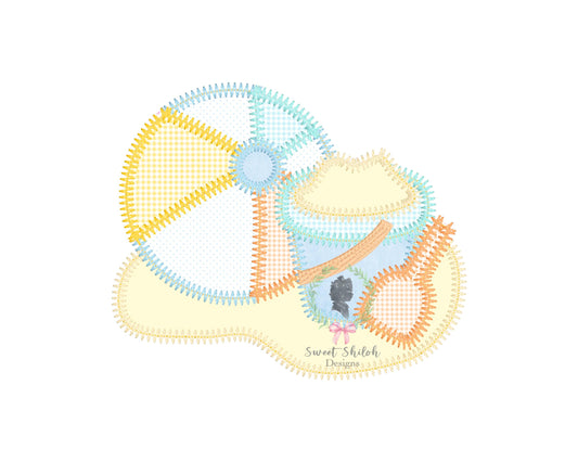 Beach Ball Sand Bucket Zigzag Stitch Applique
