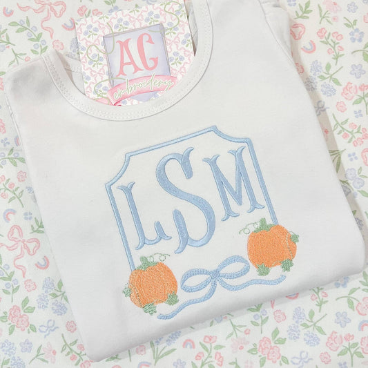 Pumpkin Bow Embroidery Crest Frame Fill