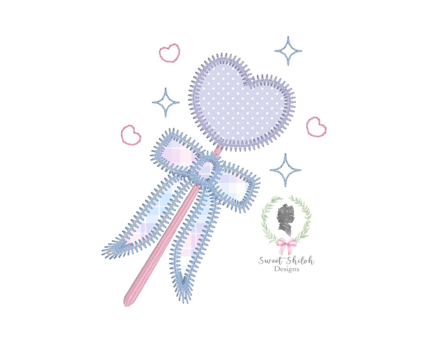 Valentine Heart Wand Zigzag Stitch Applique