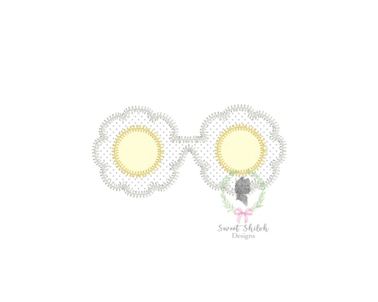 Flower Sunglasses Zigzag Stitch Applique