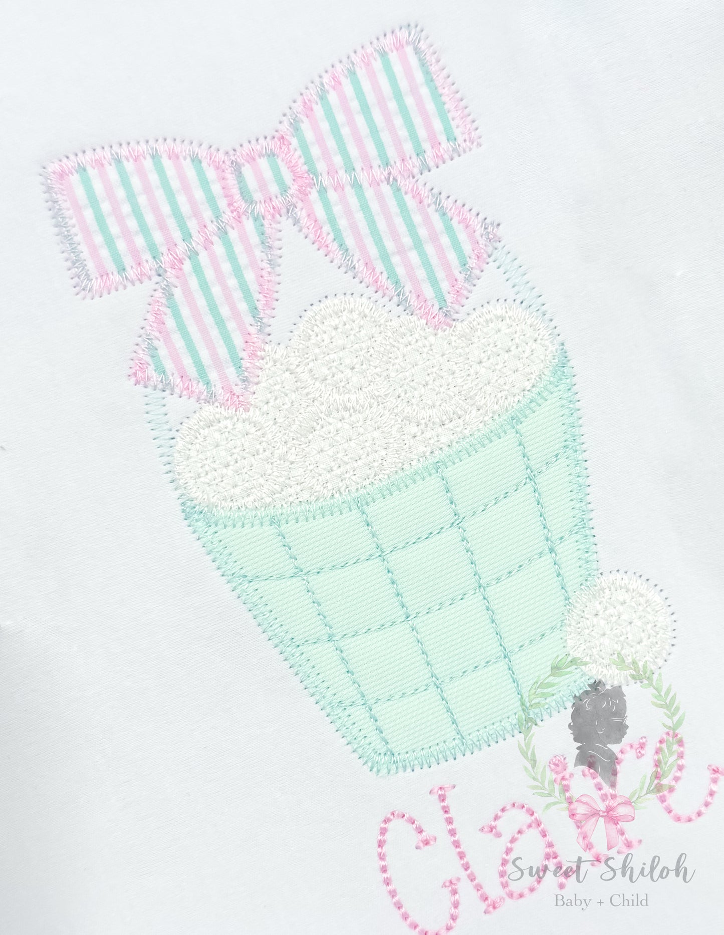 Golf Ball Basket with Bow Zigzag Applique