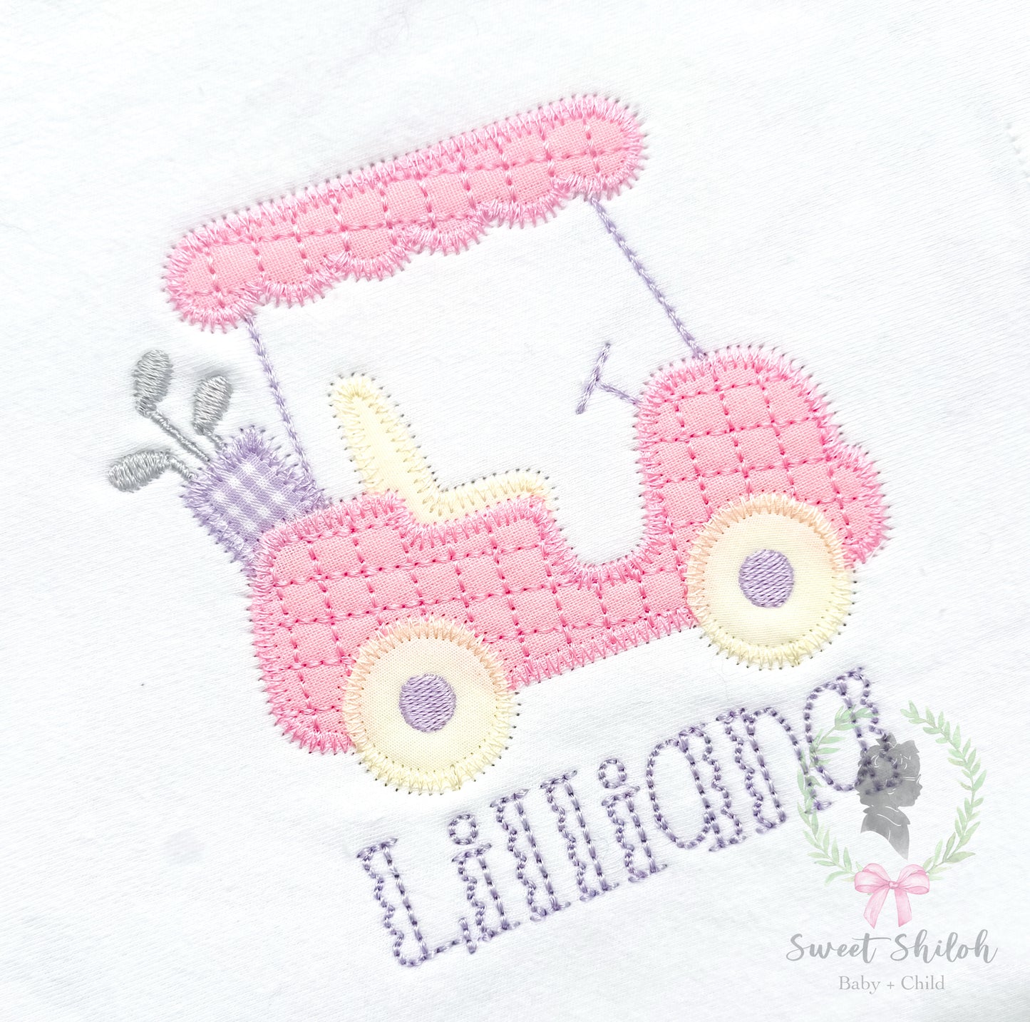 Golf Cart Scallop Zigzag Stitch Applique