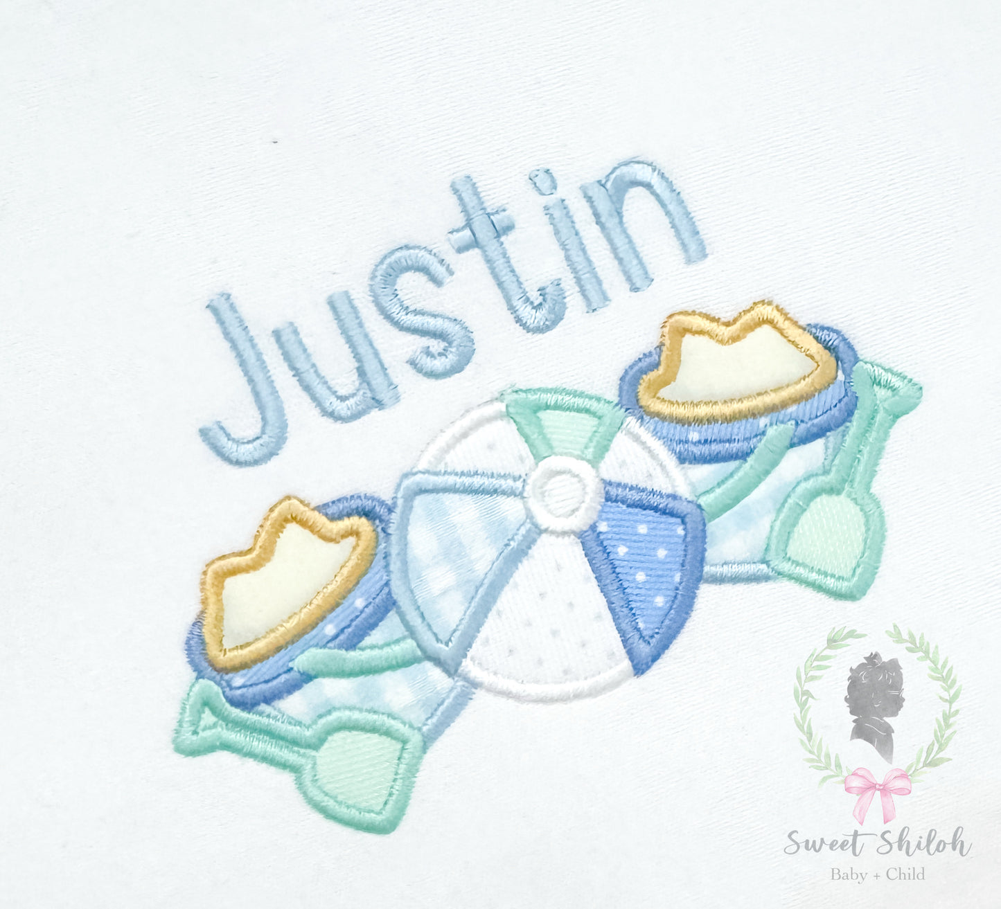 Beach Ball Sand Bucket Satin Stitch Applique Frame
