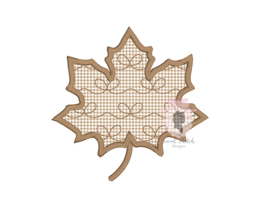 Bow Pattern Autumn Leaf Satin Stitch Applique