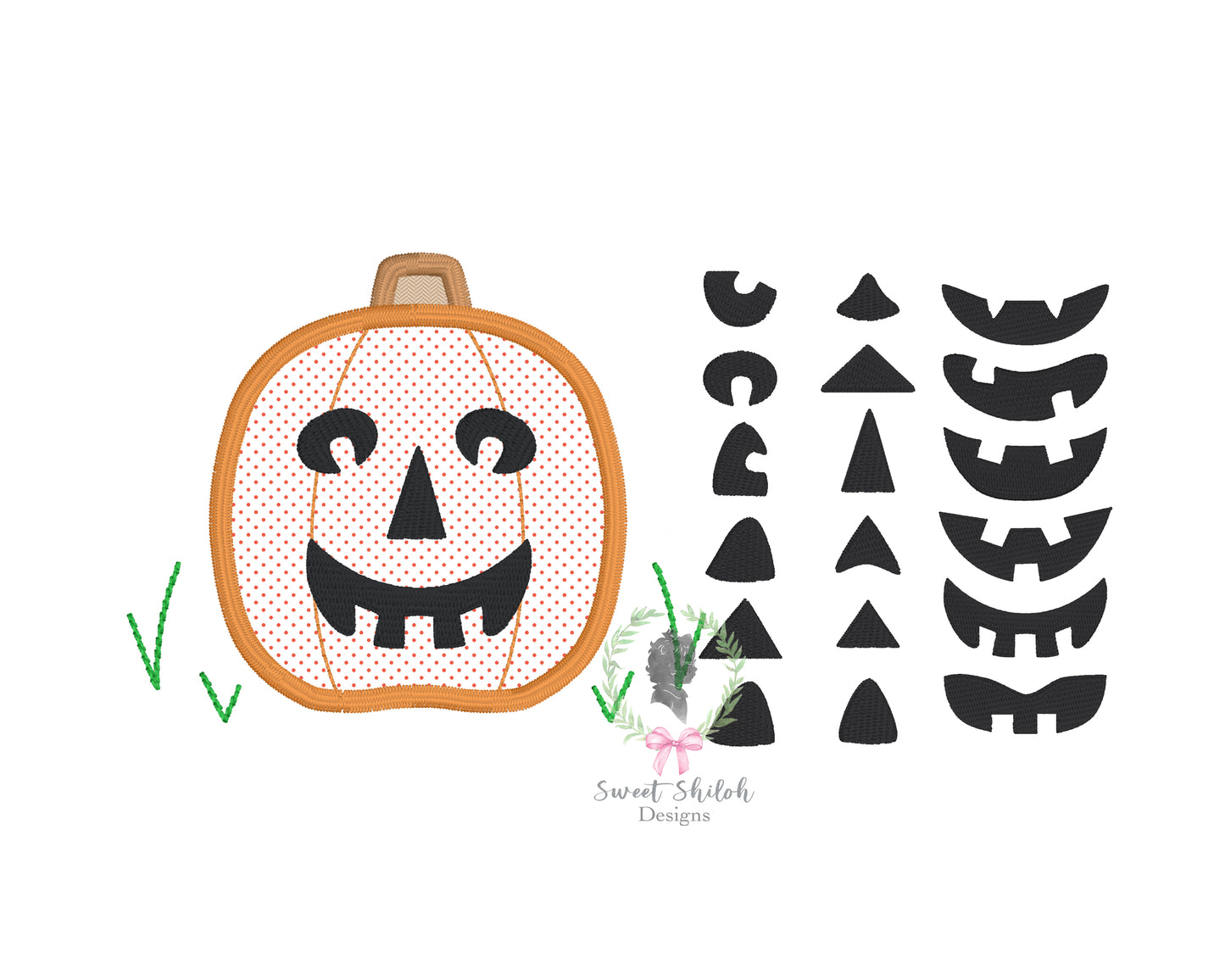 Build Your Own Jack O' Lantern Satin Stitch Applique