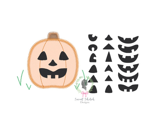 Build Your Own Jack O' Lantern Zigzag Stitch Applique