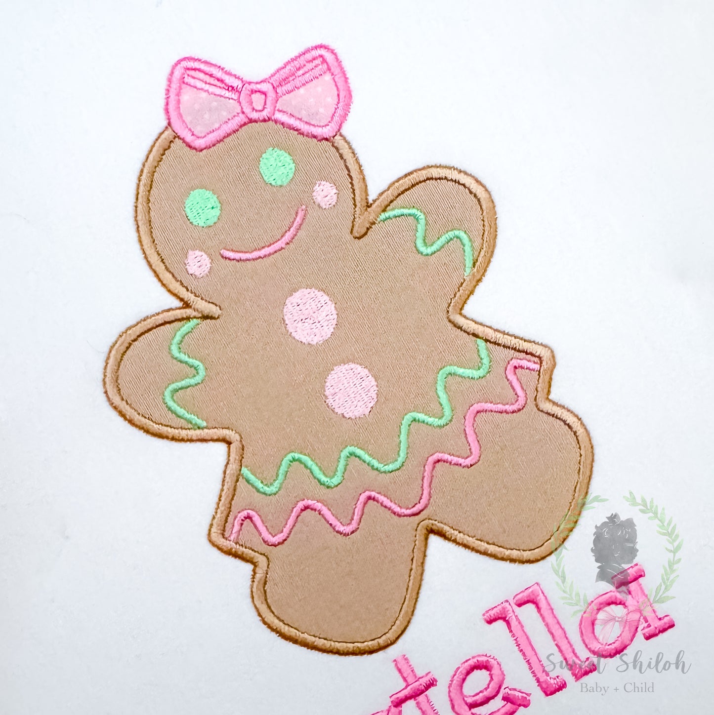 Gingerbread Bow Satin Stitch Applique