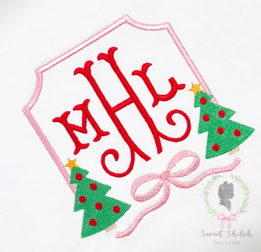 Christmas Tree Bow Crest Fill Frame