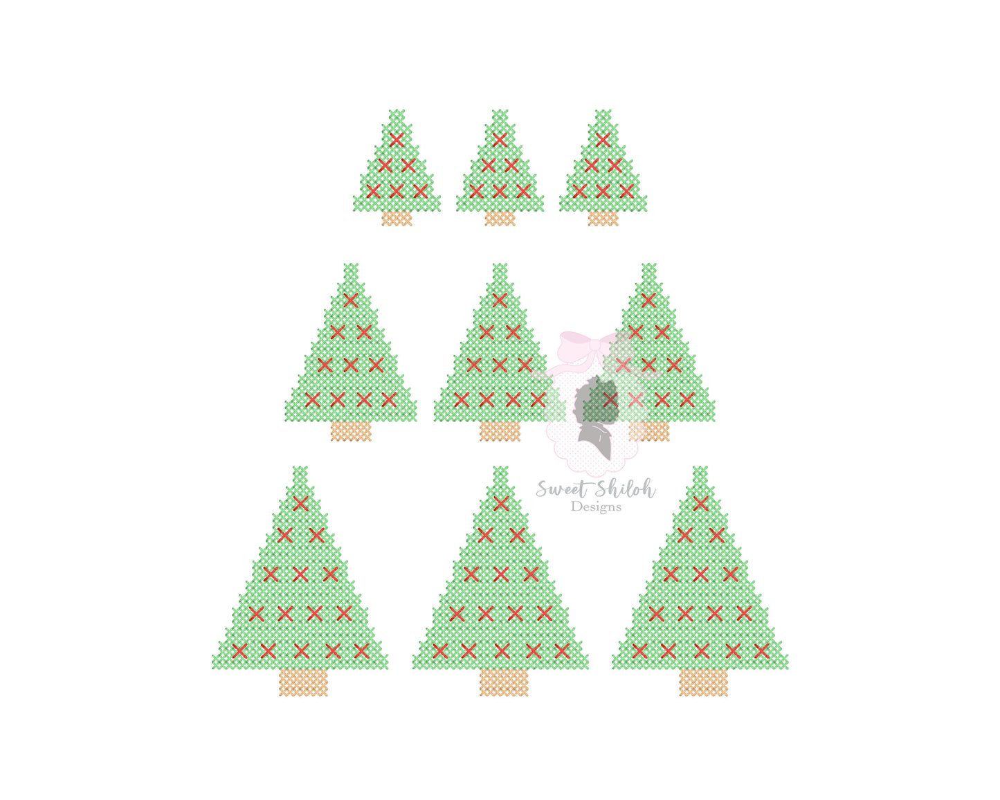 Cross Stitch Christmas Tree Trio