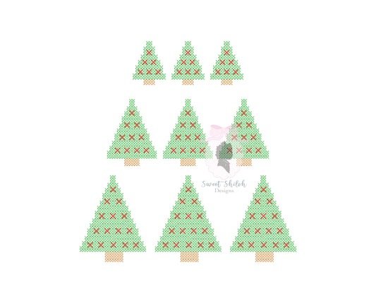 Cross Stitch Christmas Tree Trio