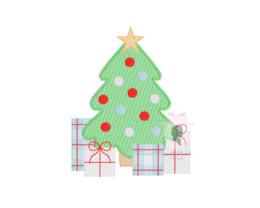 Christmas Star Tree with Gifts Sketch
