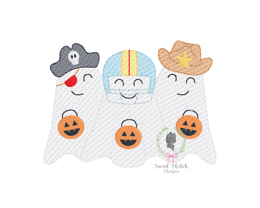 Halloween Costume Ghost Boy Trio Sketch