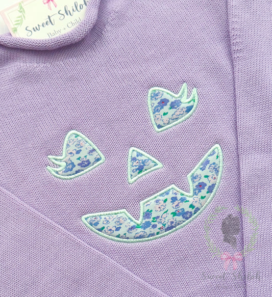 Vampire Girl Jack O' Lantern Face Satin Stitch Applique