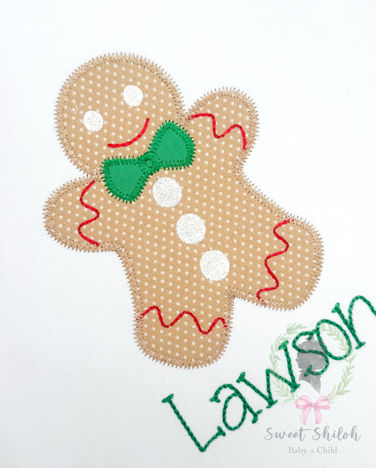 Gingerbread Bow Tie Zigzag Stitch Applique