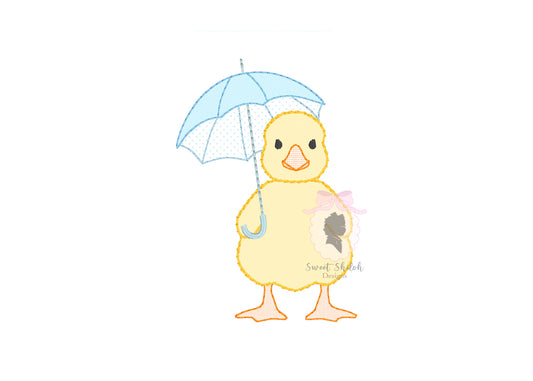 Duck with Umbrella Bean Applique