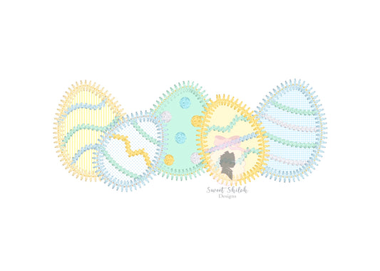 Easter Egg Bunch Zigzag Applique