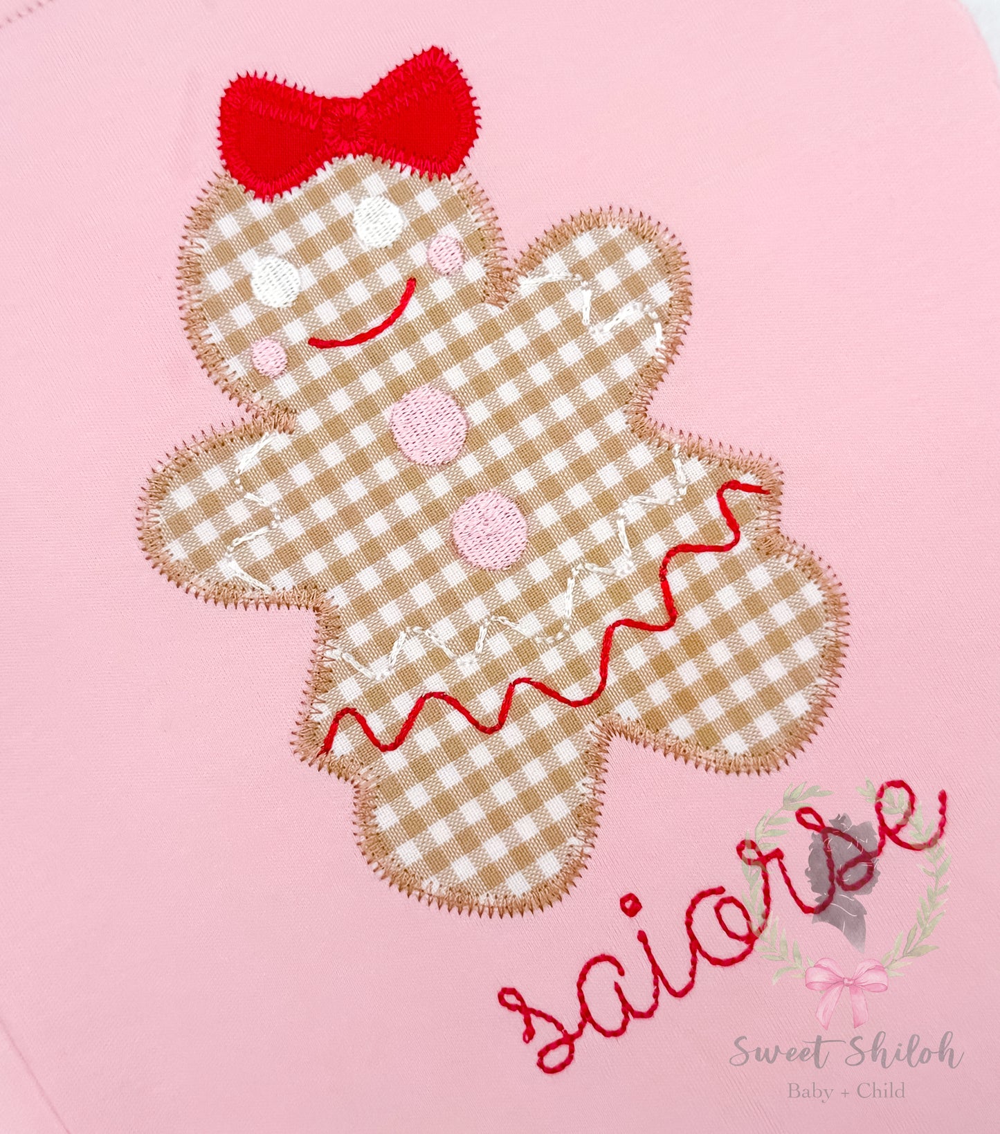 Gingerbread Bow Zigzag Stitch Applique