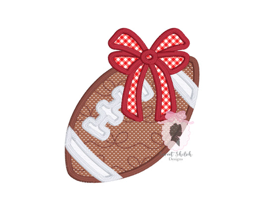 Football with Bow Satin Stitch Applique