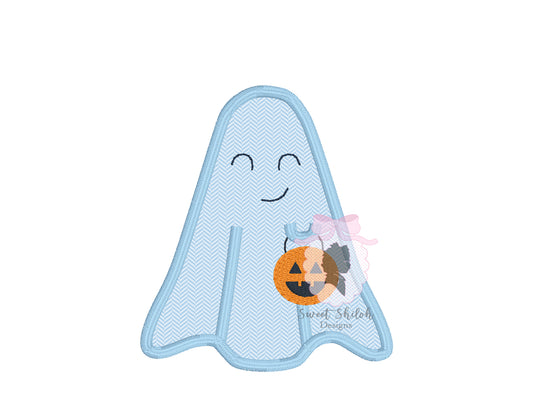 Smiling Ghost Satin Stitch Applique