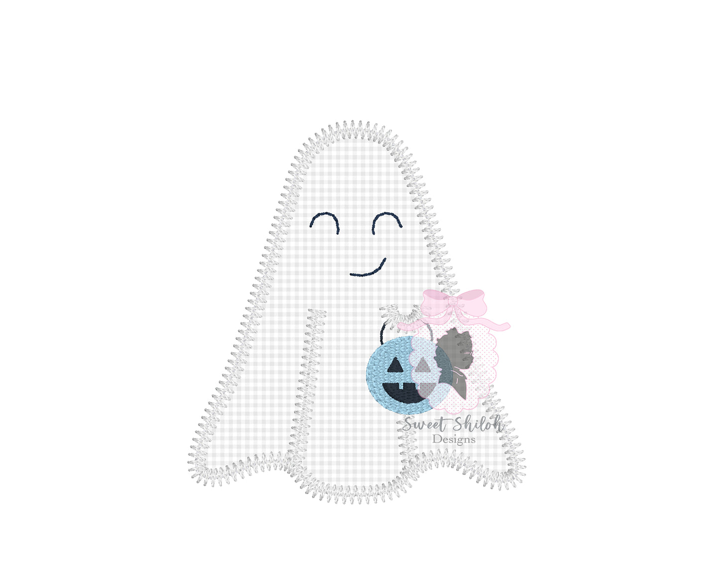Smiling Ghost Zigzag Stitch Applique