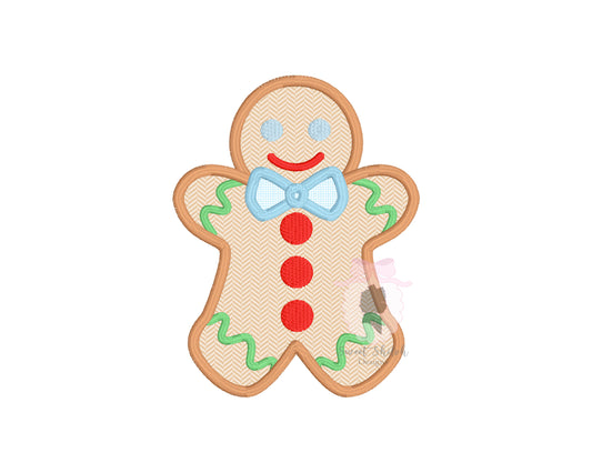 Gingerbread Bow Tie Satin Stitch Applique