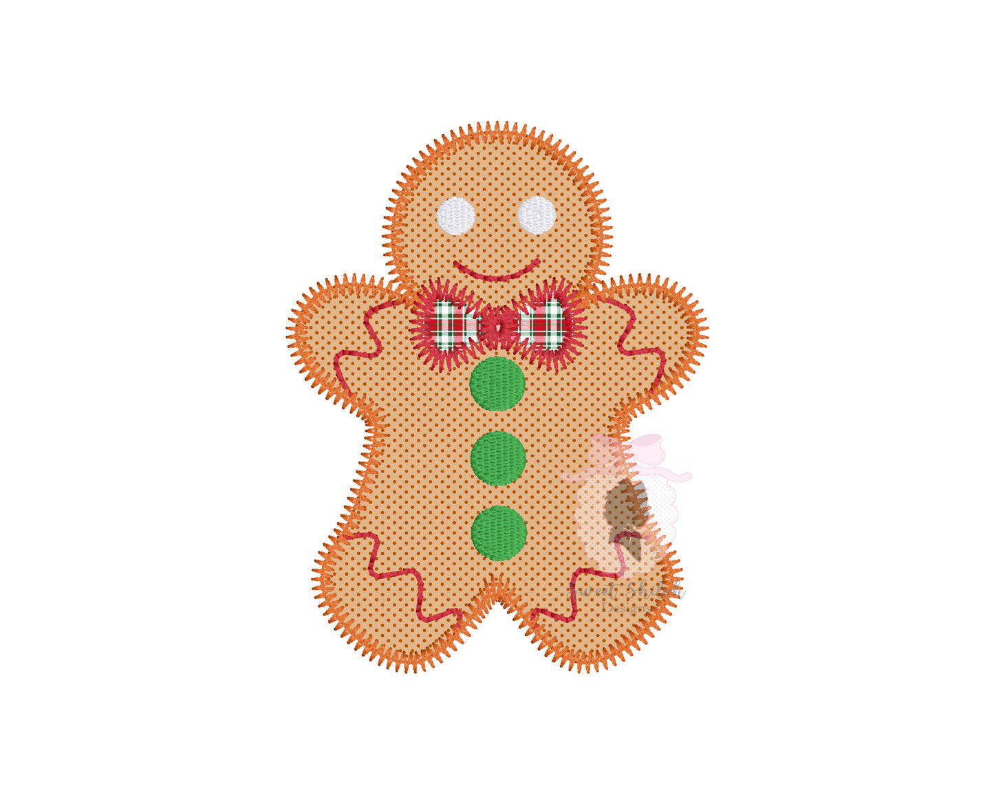 Gingerbread Bow Tie Zigzag Stitch Applique