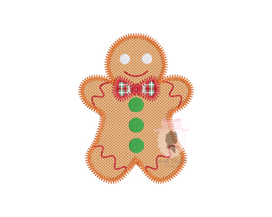 Gingerbread Bow Tie Zigzag Stitch Applique