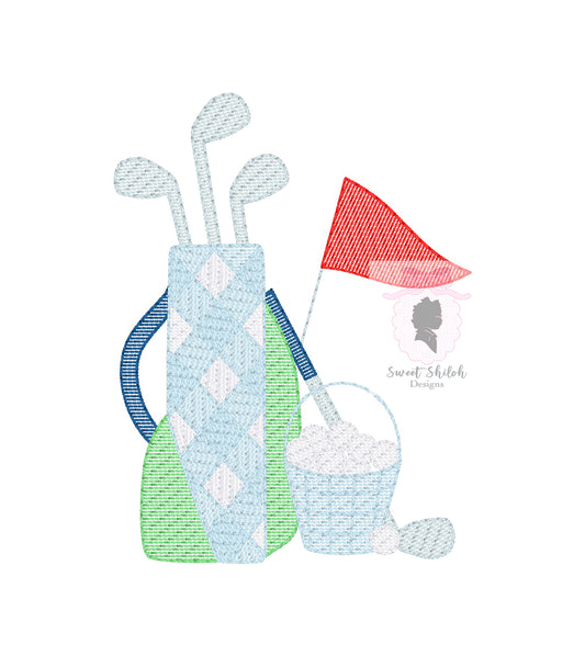 Gingham Golf Club Bag Sketch