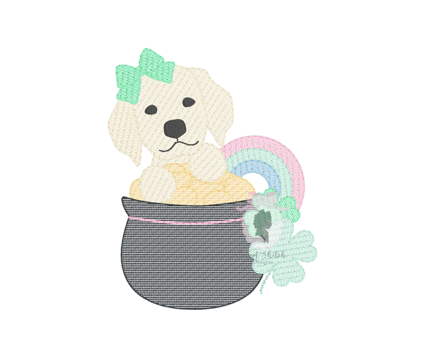 Labrador Bow with Pot of Gold Sketch