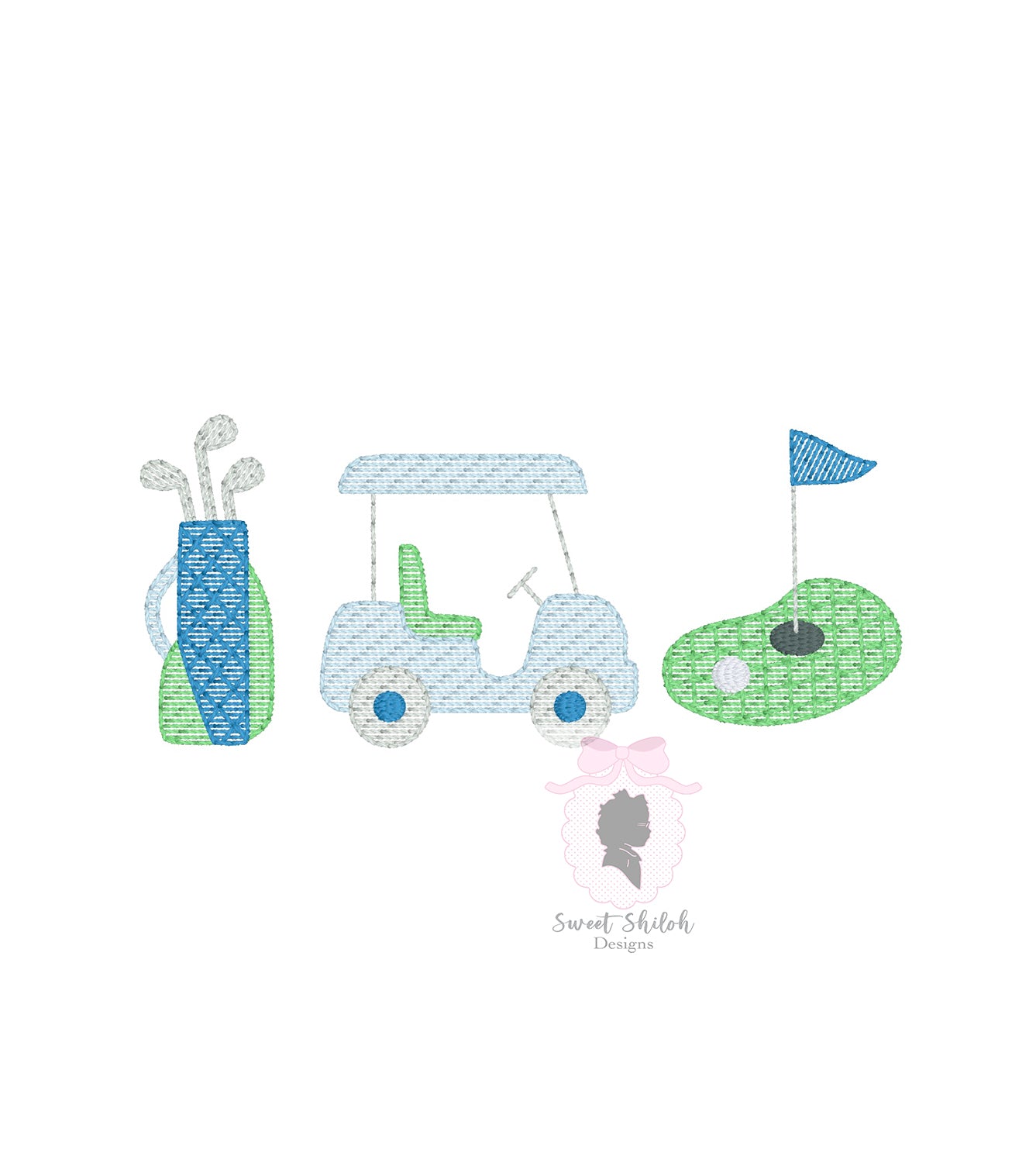 Golf Cart Trio Sketch