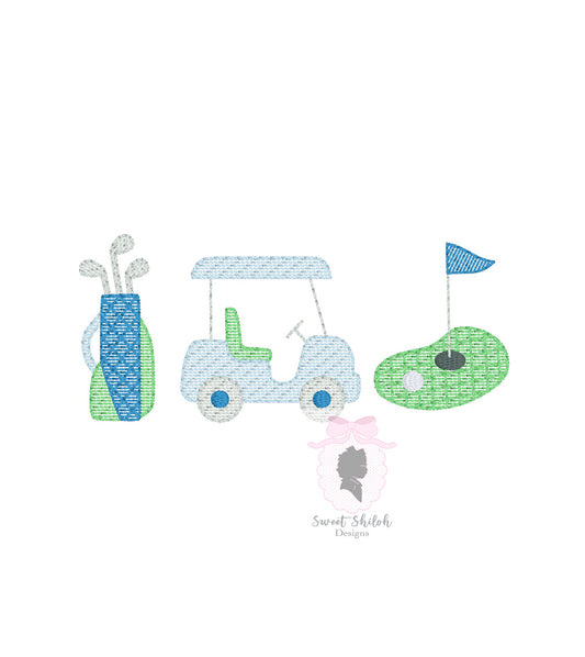 Golf Cart Trio Sketch