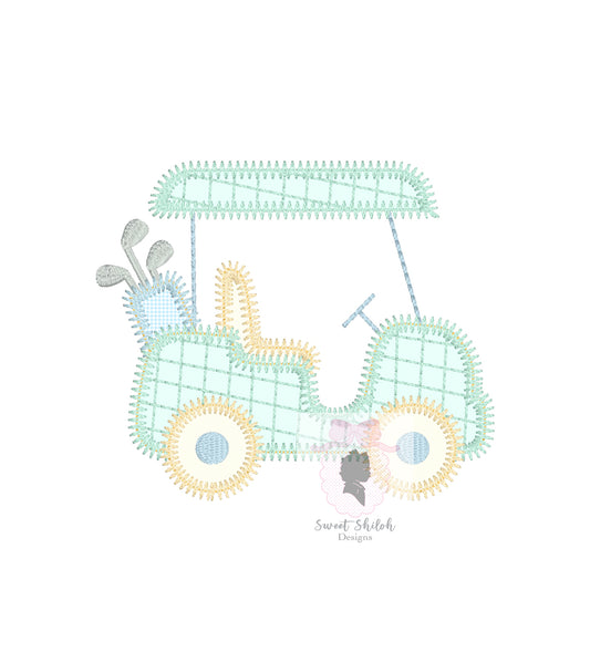 Golf Cart Zigzag Stitch Applique