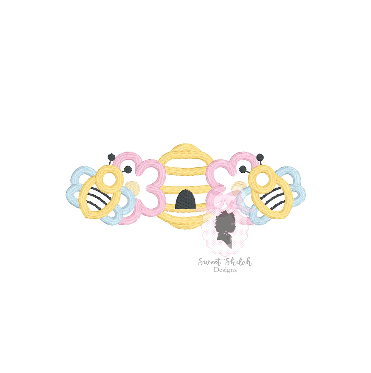 Bee Hive Flower Frame Outline