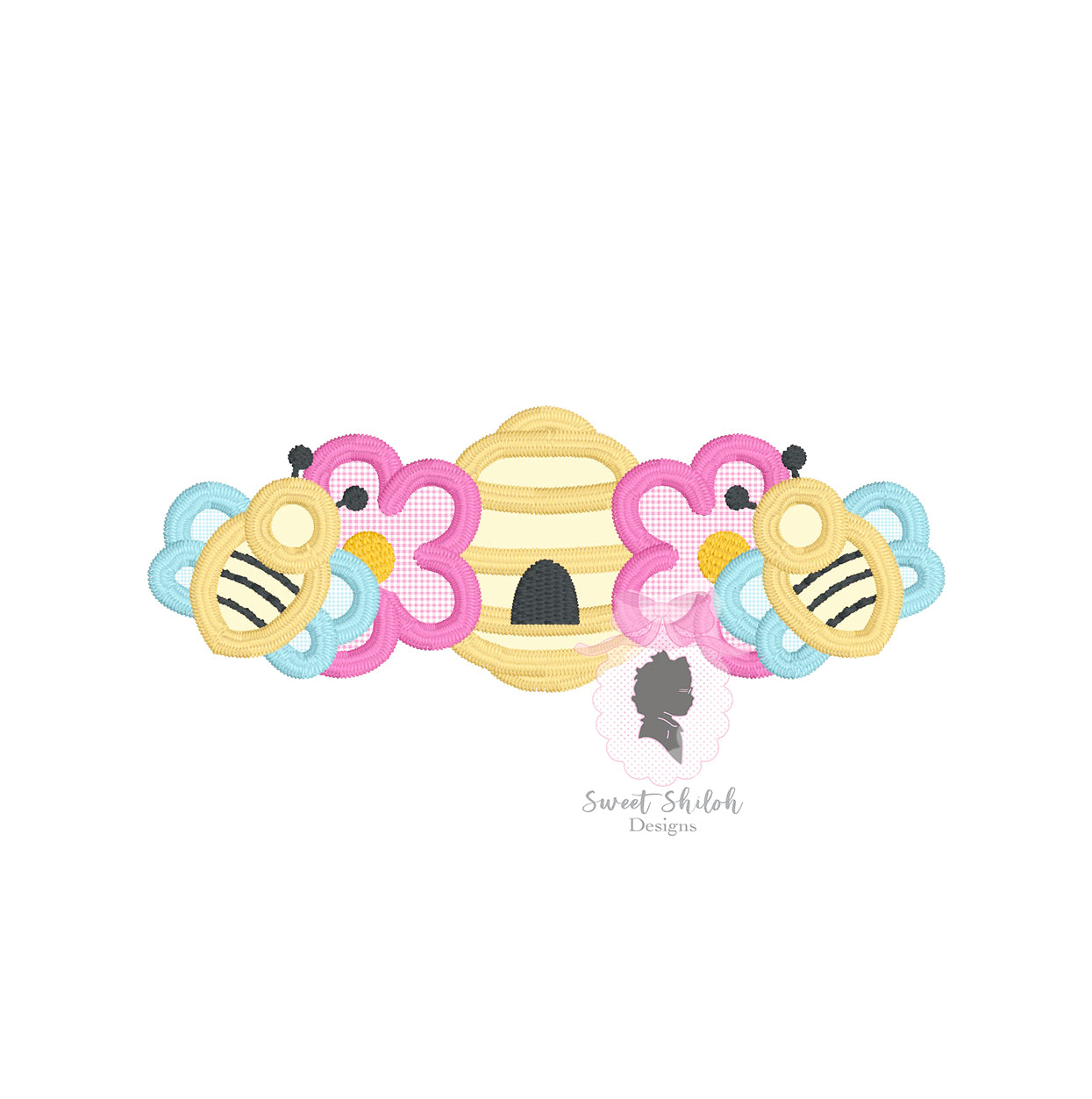 Bee Hive Flower Frame Satin Applique