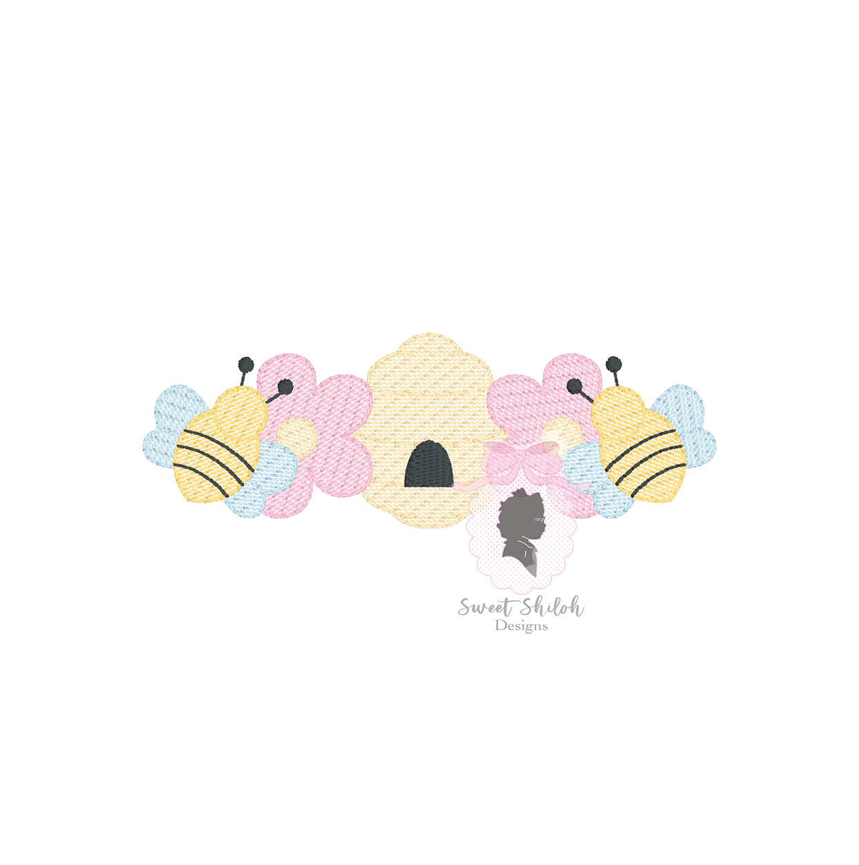 Bee Hive Flower Frame Sketch
