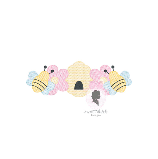 Bee Hive Flower Frame Sketch