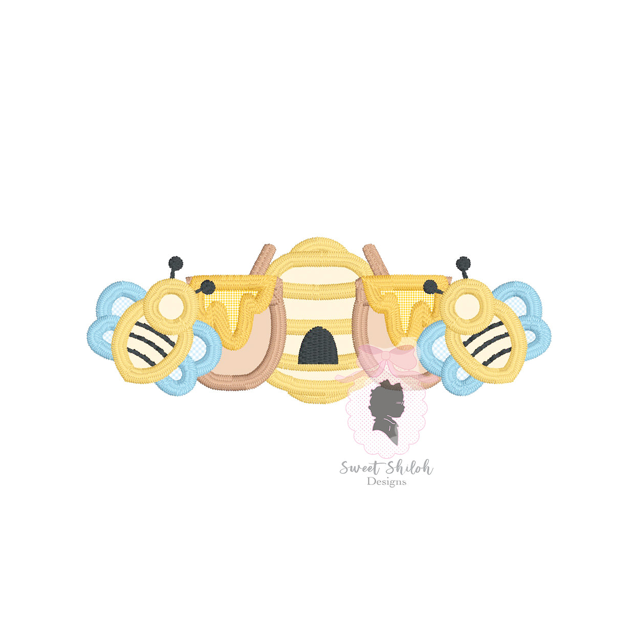 Bee Honey Pot Frame Satin Applique