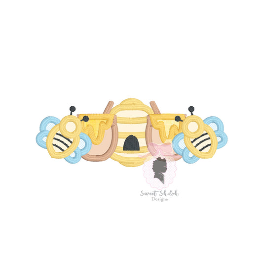 Bee Honey Pot Frame Satin Applique