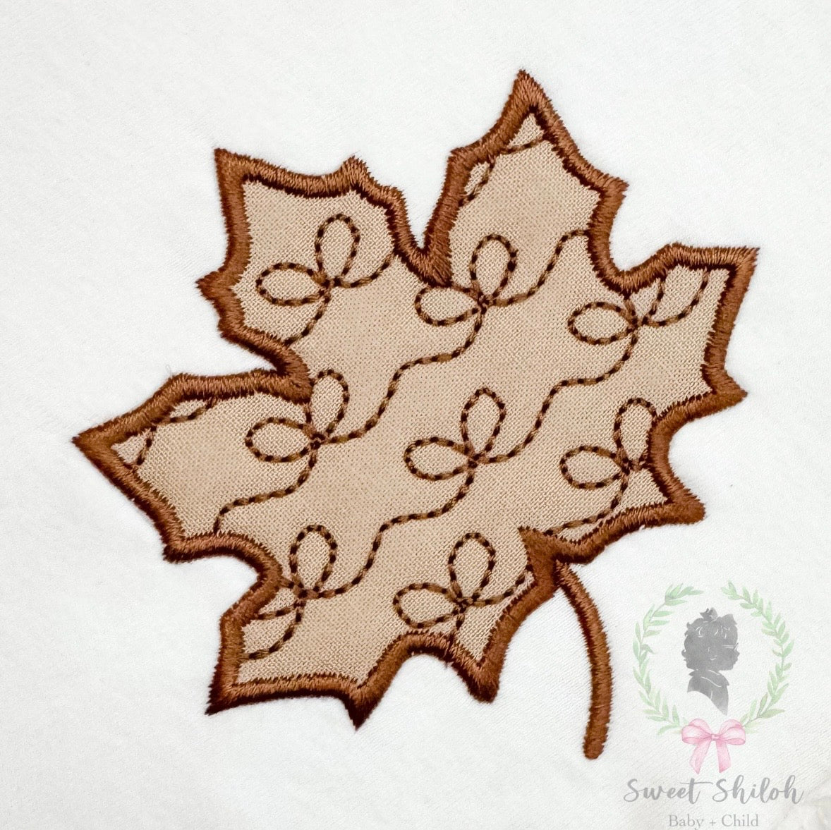 Bow Pattern Autumn Leaf Satin Stitch Applique