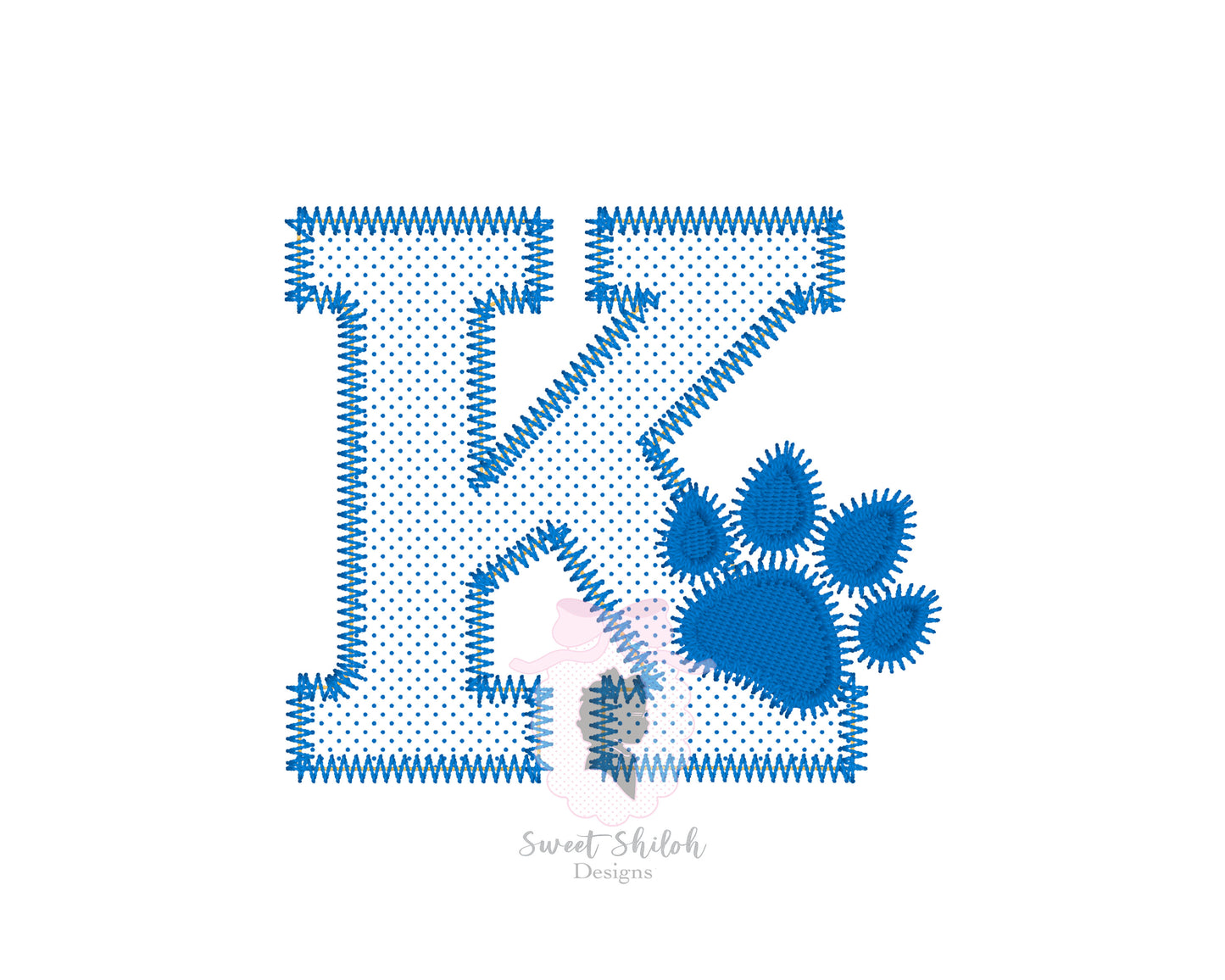 Kentucky K Paw Print Zigzag Stitch Applique
