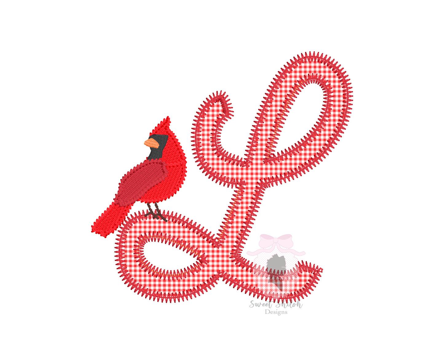 L Cardinal Cursive Zigzag Stitch Applique
