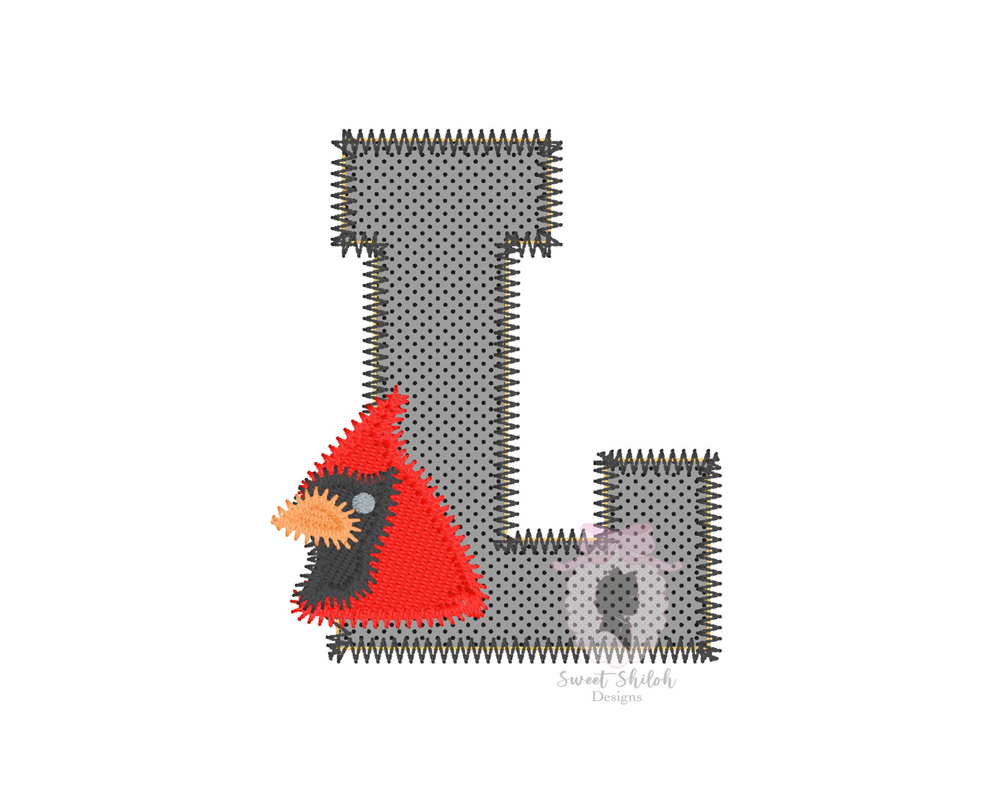 L Cardinal Zigzag Stitch Applique