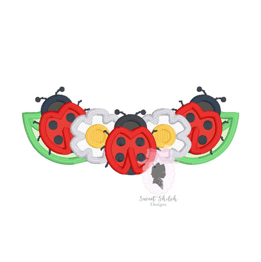 Ladybug Floral Satin Applique Frame