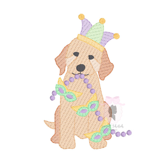 Golden Doodle Mardi Gras Banner Sketch