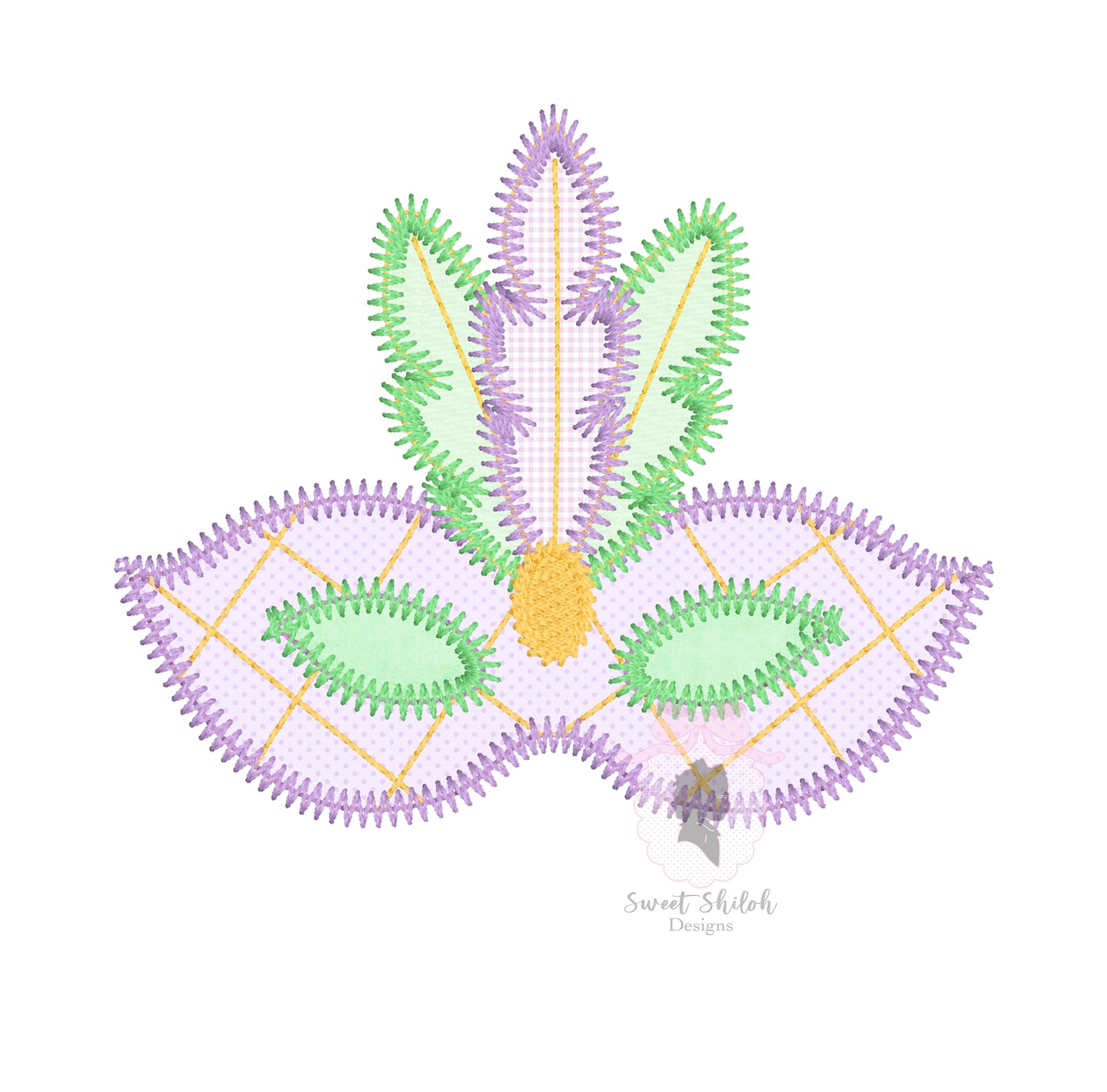 Mardi Gras Mask Zigzag Applique