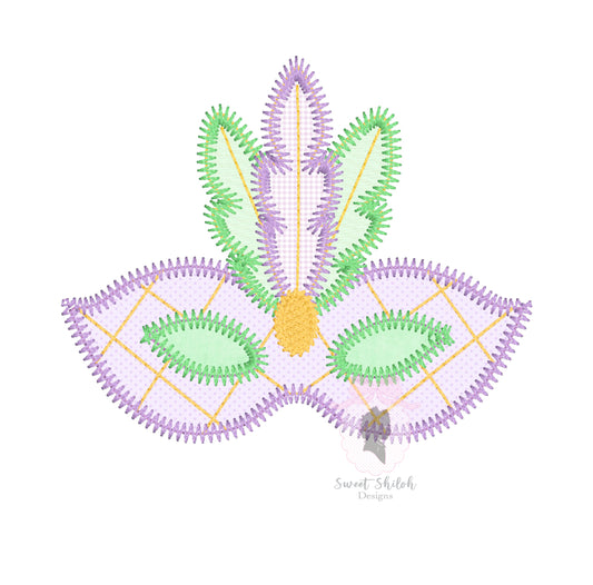 Mardi Gras Mask Zigzag Applique