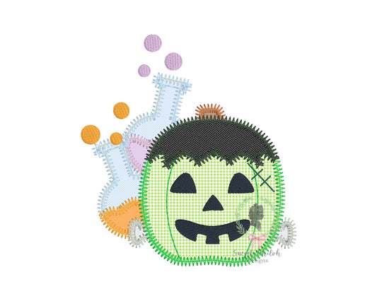 Monster Pumpkin Zigzag Stitch Applique