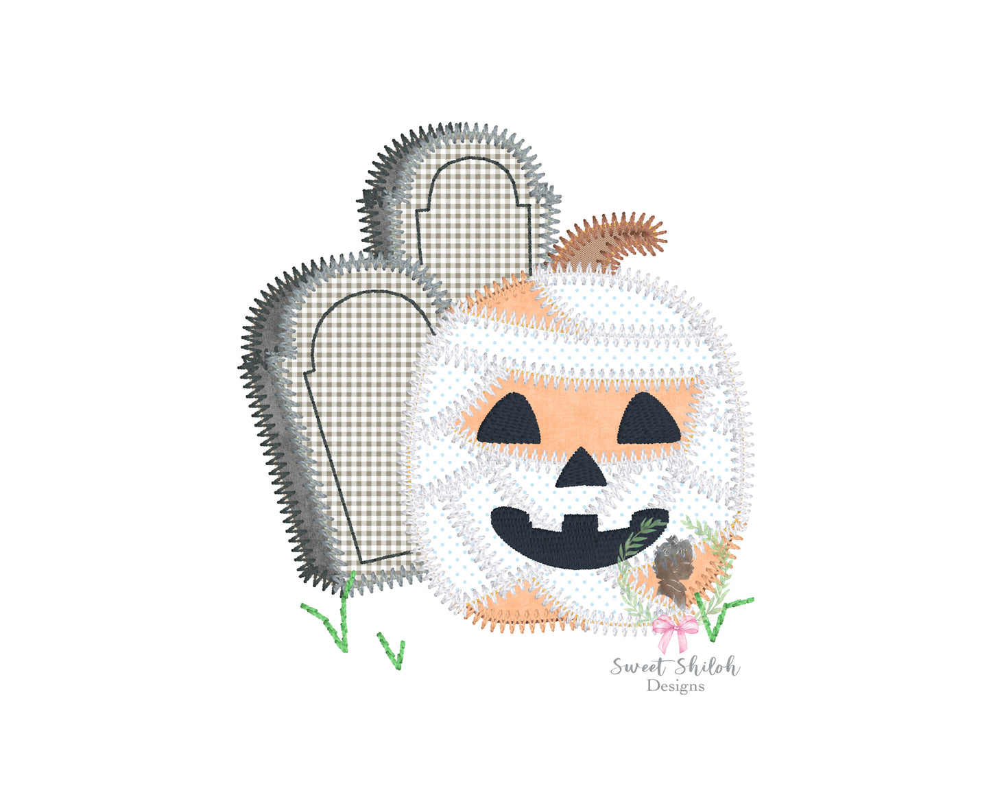 Mummy Pumpkin Zigzag Stitch Applique