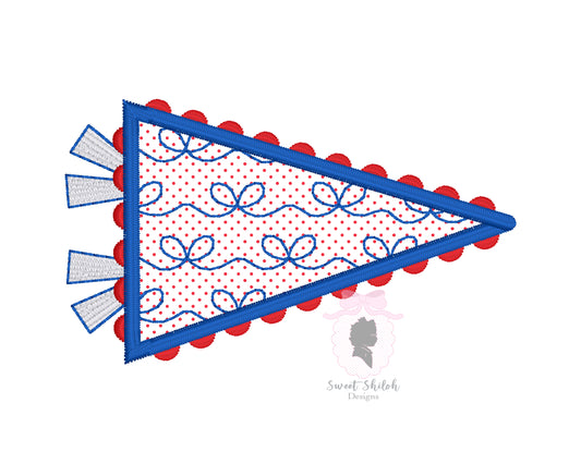 Scallop Bow Pennant Satin Stitch Applique
