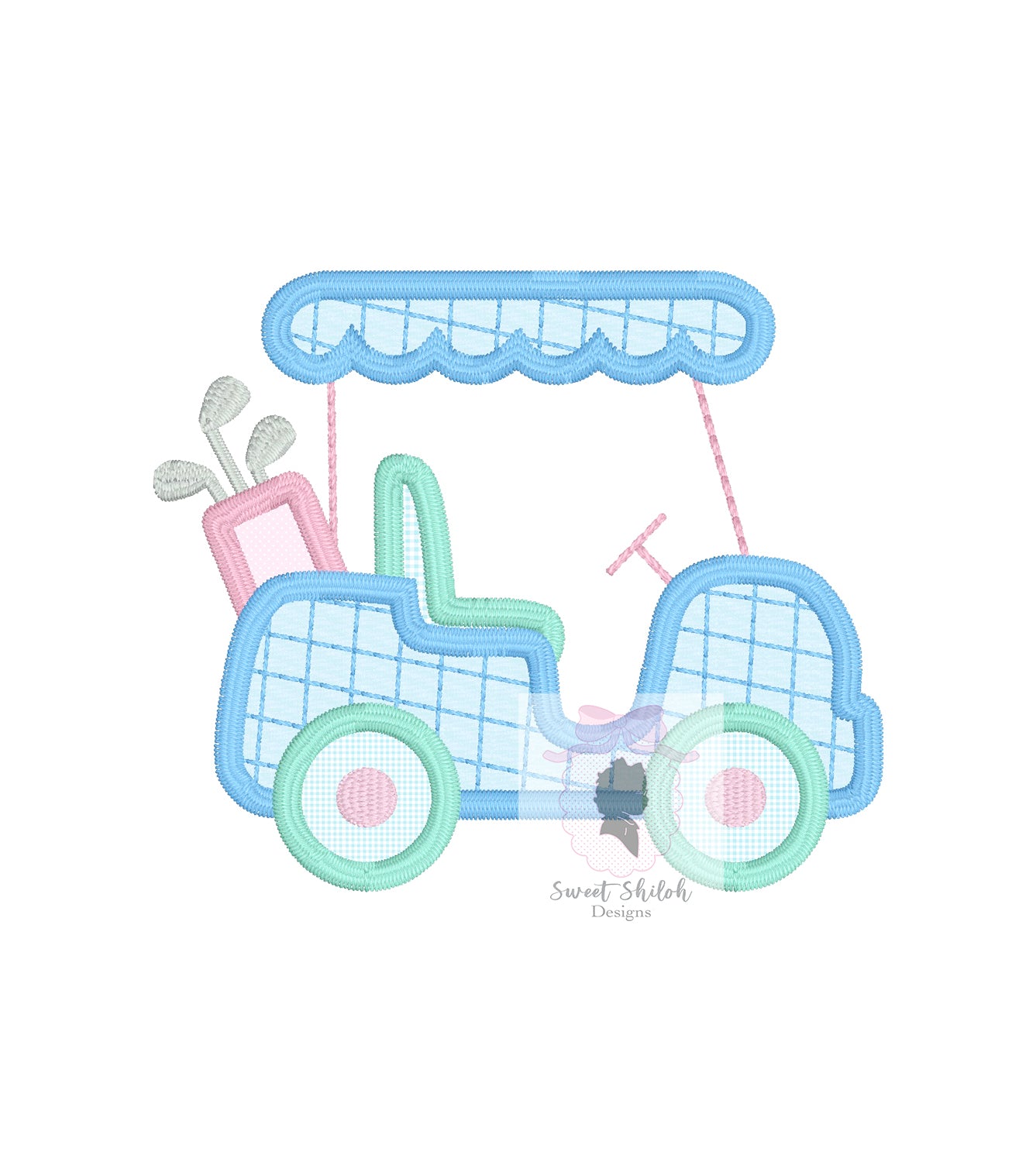 Golf Cart Scallop Satin Stitch Applique